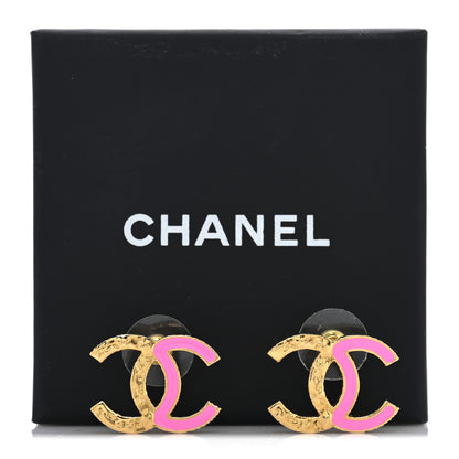 Chanel Enamel CC Earrings Pink Gold 5 of 5