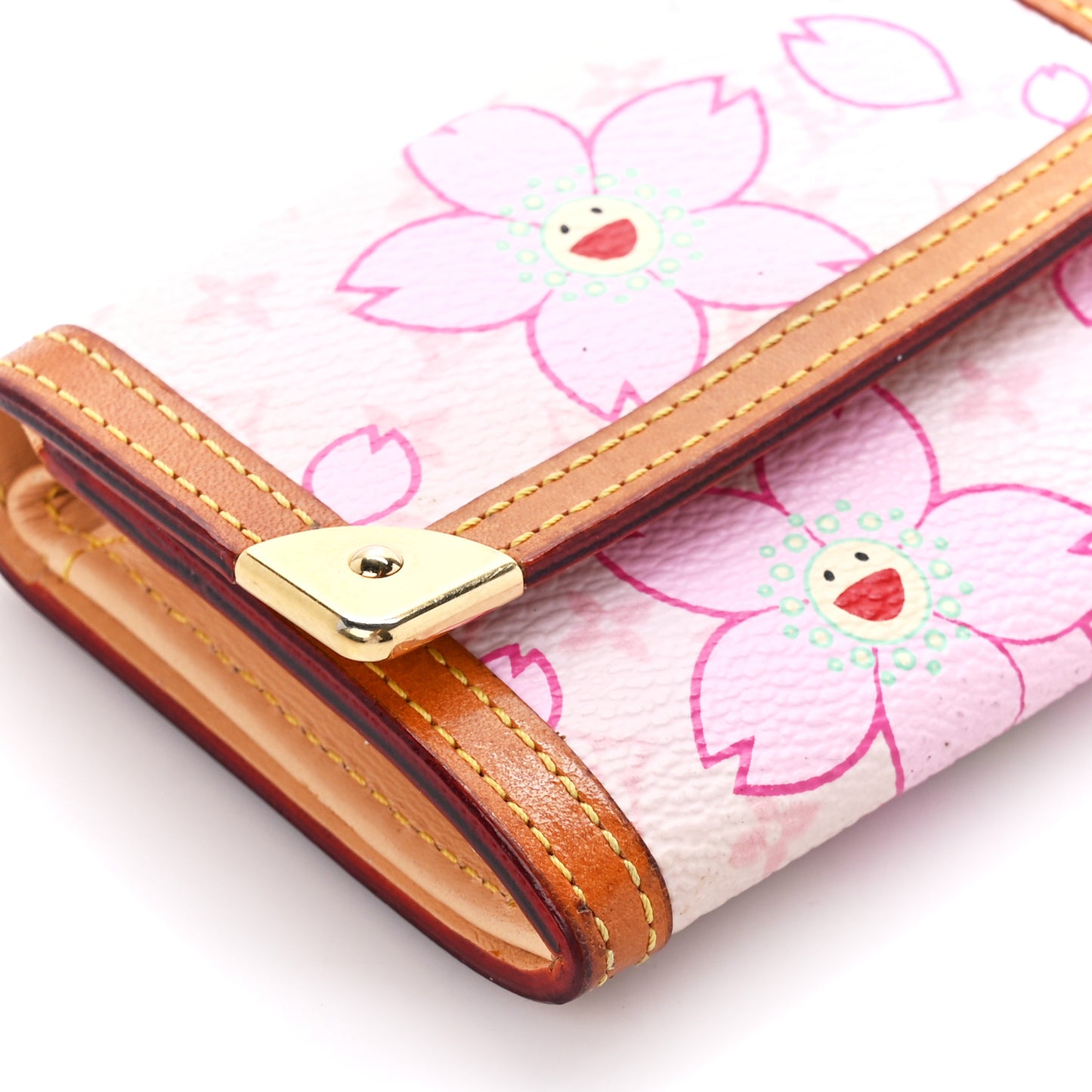 Monogram Cherry Blossom Porte-Monnaie Plat Coin Purse Pink
