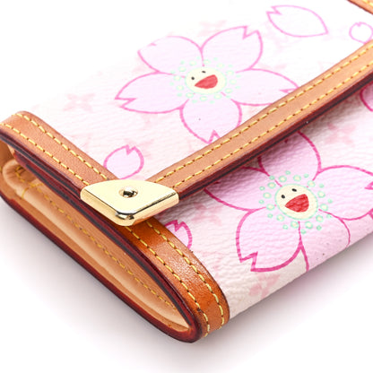 Louis Vuitton Monogram Cherry Blossom Porte-Monnaie Plat Coin Purse Pink 9 of 13