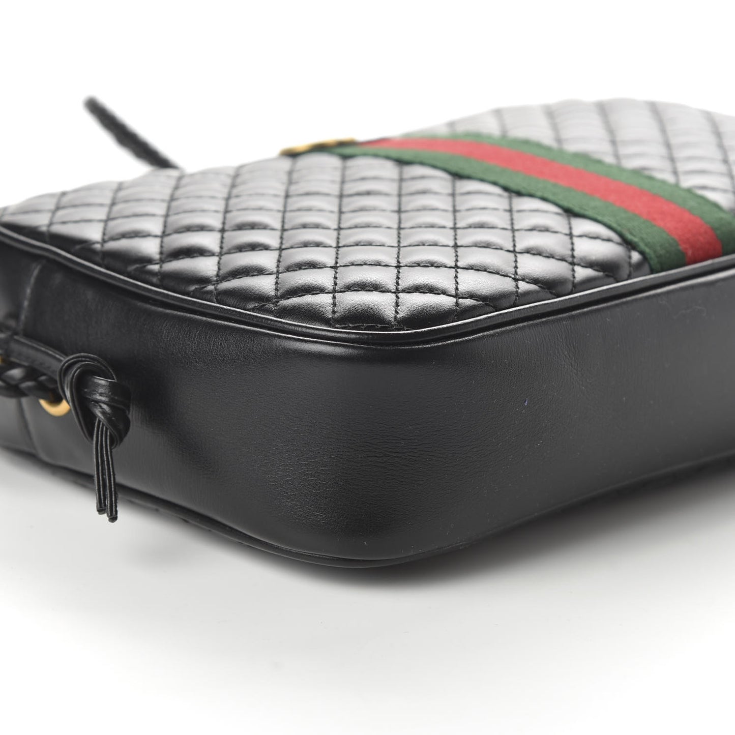 Calfskin Web Trapuntata Small GG Shoulder Bag Black