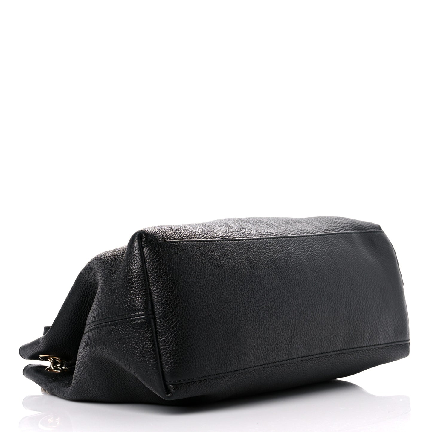 Pebbled Calfskin Medium Soho Chain Shoulder Bag Black