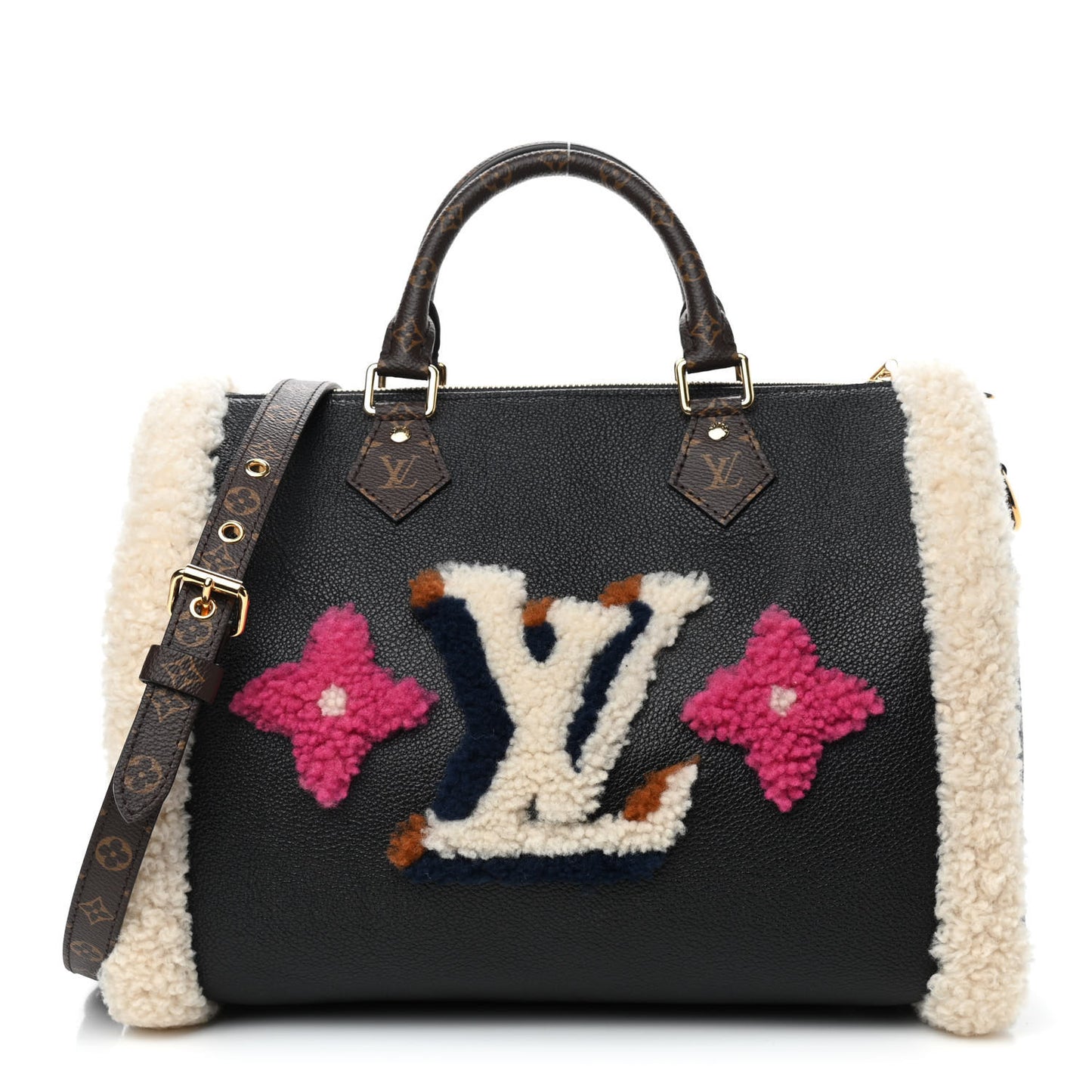 Calfskin Monogram Teddy Speedy Bandouliere 30 Black