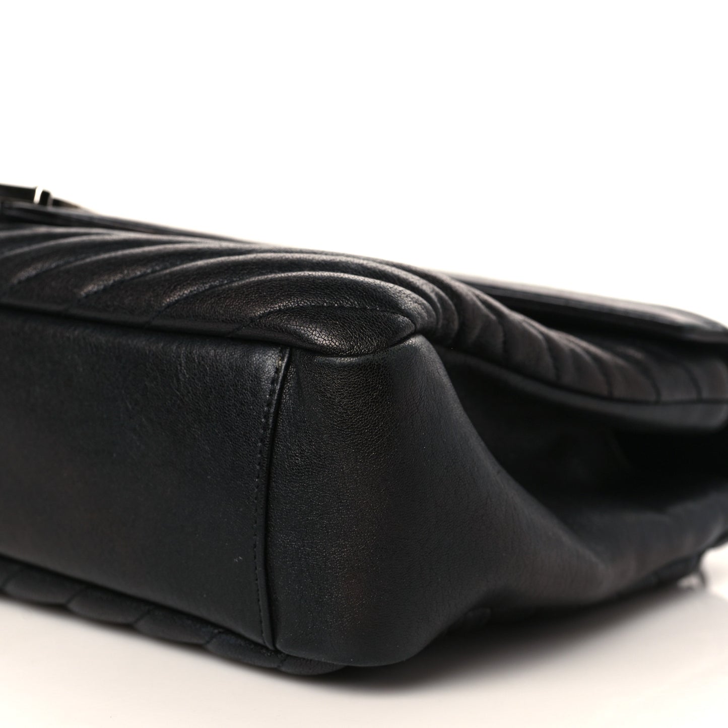 Sheepskin Matelasse Chevron Monogram Large College Satchel Black