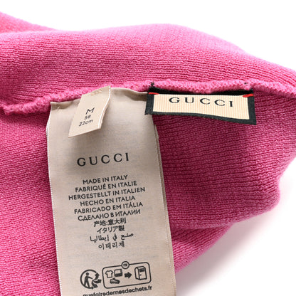 Gucci Wool Knit Logo Embroidered Beanie Hat M Pink 5 of 6