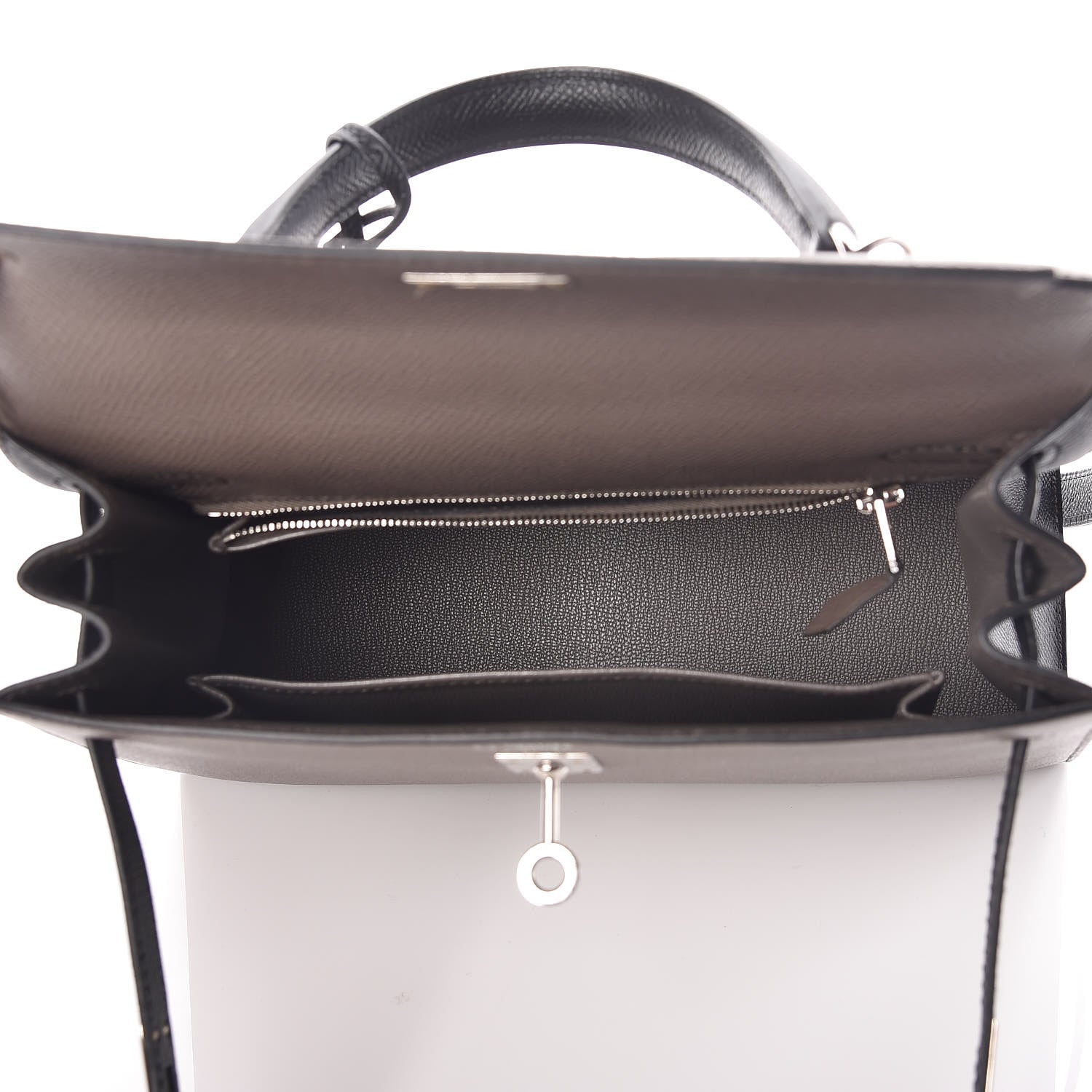 Hermes Epsom Bi Color Horseshoe Kelly Sellier 25 Etain Black 17 of 40