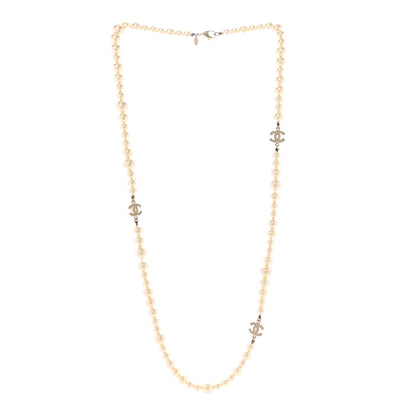 Chanel Pearl Crystal CC Long Necklace Gold 3 of 6