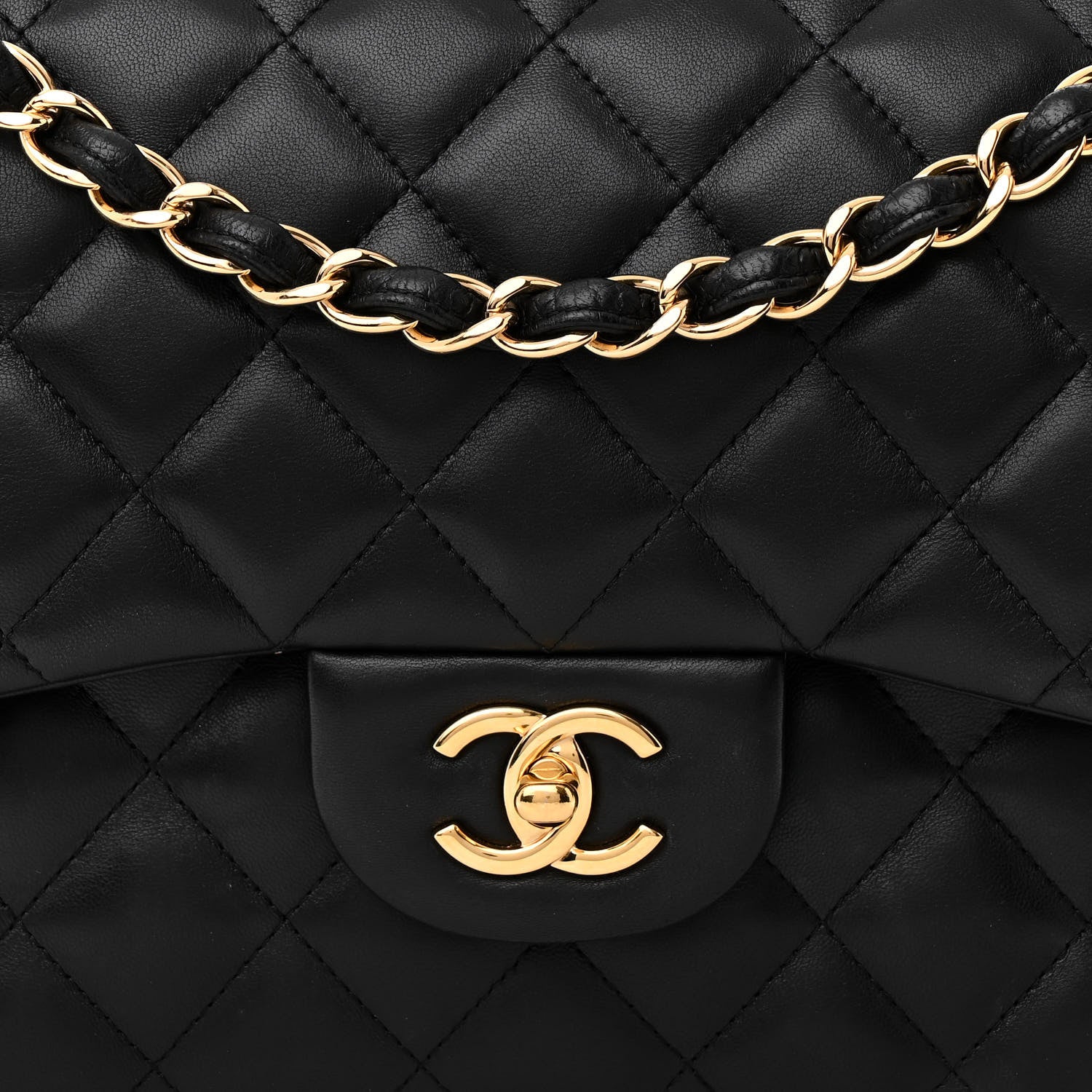 Chanel Lambskin Quilted Jumbo Double Flap Black 14 of 31