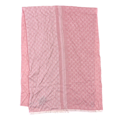 Gucci Wool Silk Monogram GGWeb Fringe Shawl Rose Ivory 2 of 3