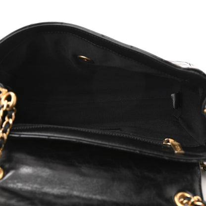 Chanel Glazed Calfskin Chevron Quilted Hampton Flap Black 5 of 10