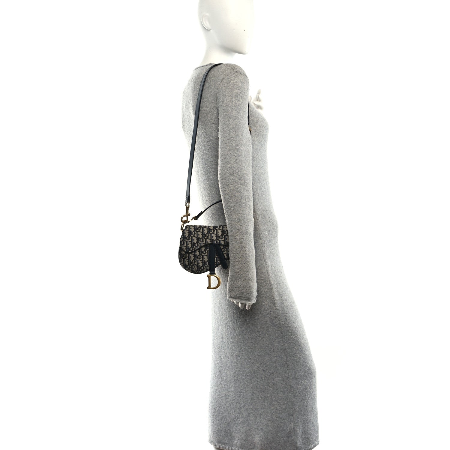 Christian Dior Oblique Mini Saddle Bag With Strap Blue 2 of 11