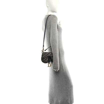 Christian Dior Oblique Mini Saddle Bag With Strap Blue 2 of 11