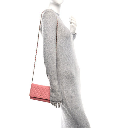 Chanel Caviar Quilted Wallet on Chain WOC Pink 2 of 10
