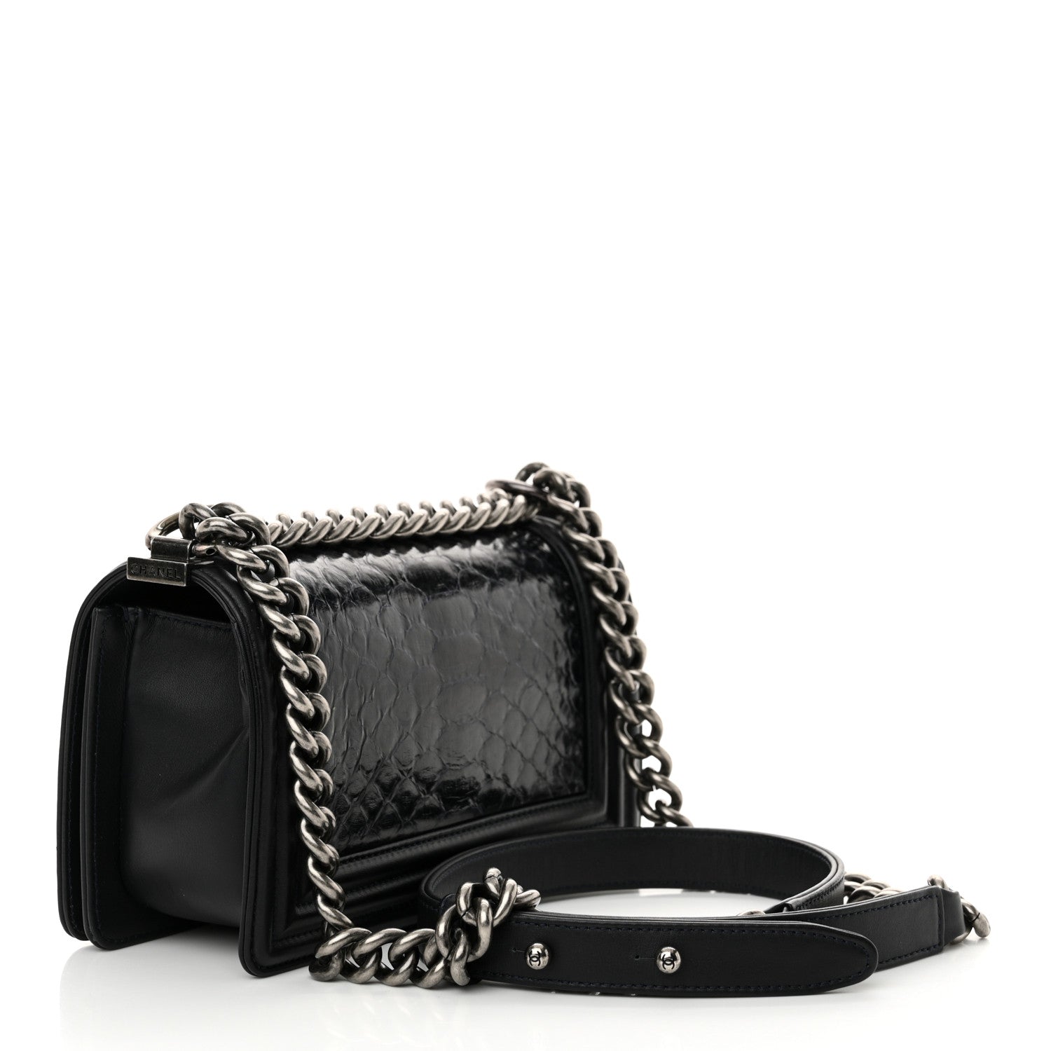 Chanel Snakeskin Calfskin Small Boy Flap Navy 3 of 11
