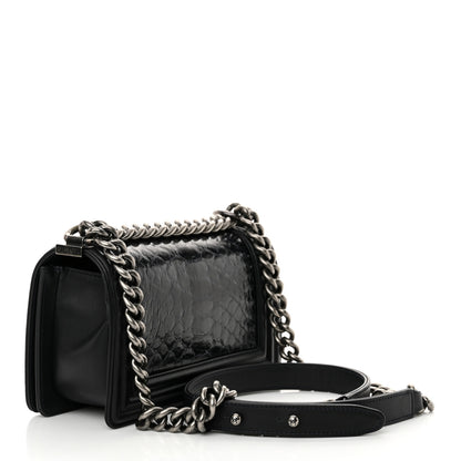 Chanel Snakeskin Calfskin Small Boy Flap Navy 3 of 11