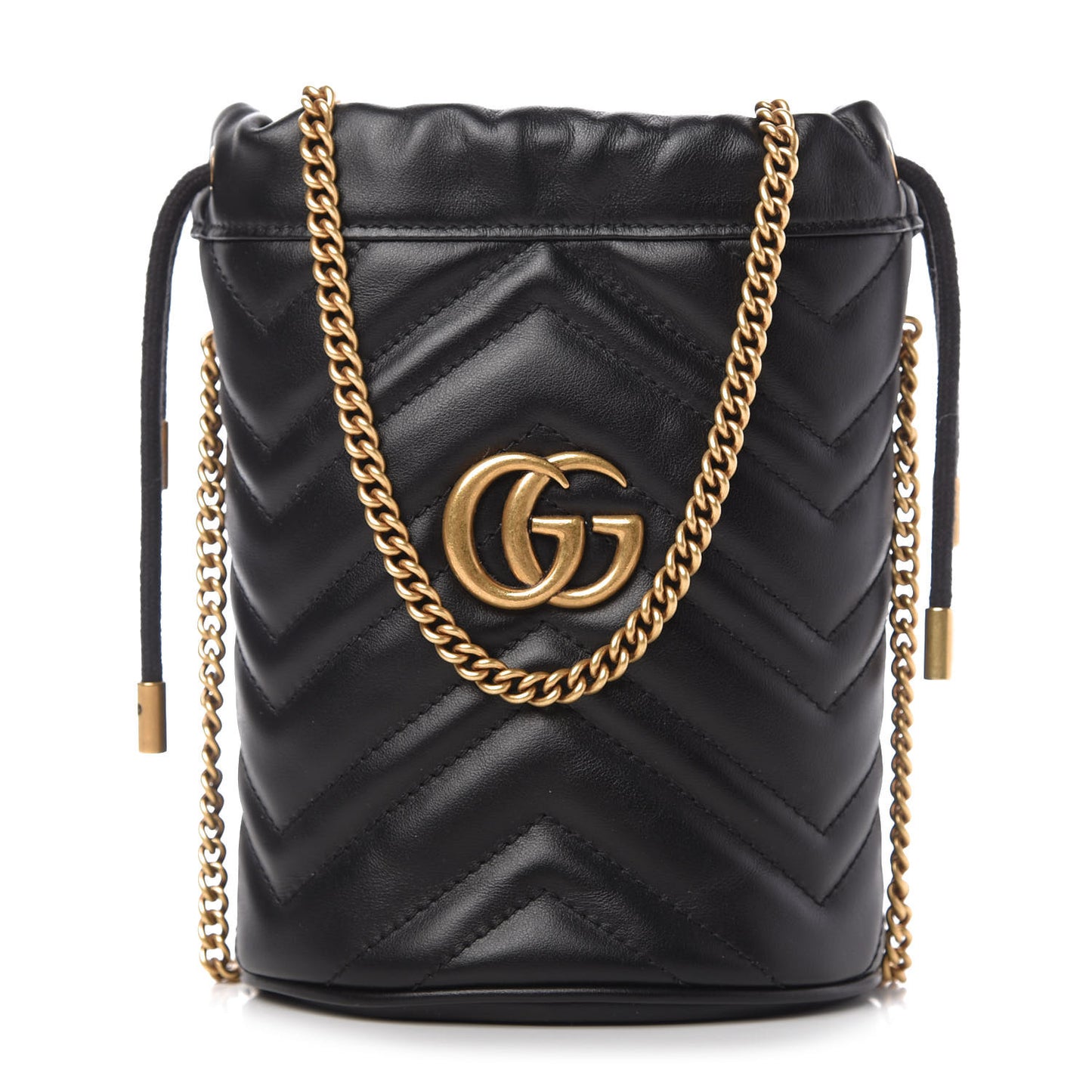 Calfskin Matelasse Mini GG Marmont 2.0 Bucket Bag Black
