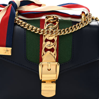 Gucci Calfskin Mini Sylvie Chain Shoulder Bag Blue Agata 9 of 11