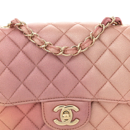 Chanel Metallic Lambskin Quilted Ombre Mini Square Flap Pink 8 of 11