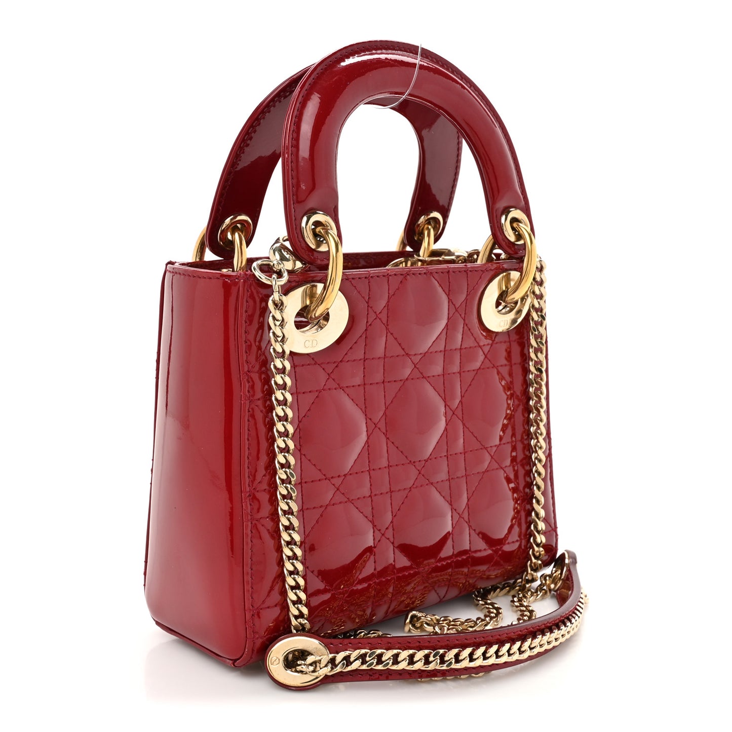 Patent Cannage Mini Lady Dior Red