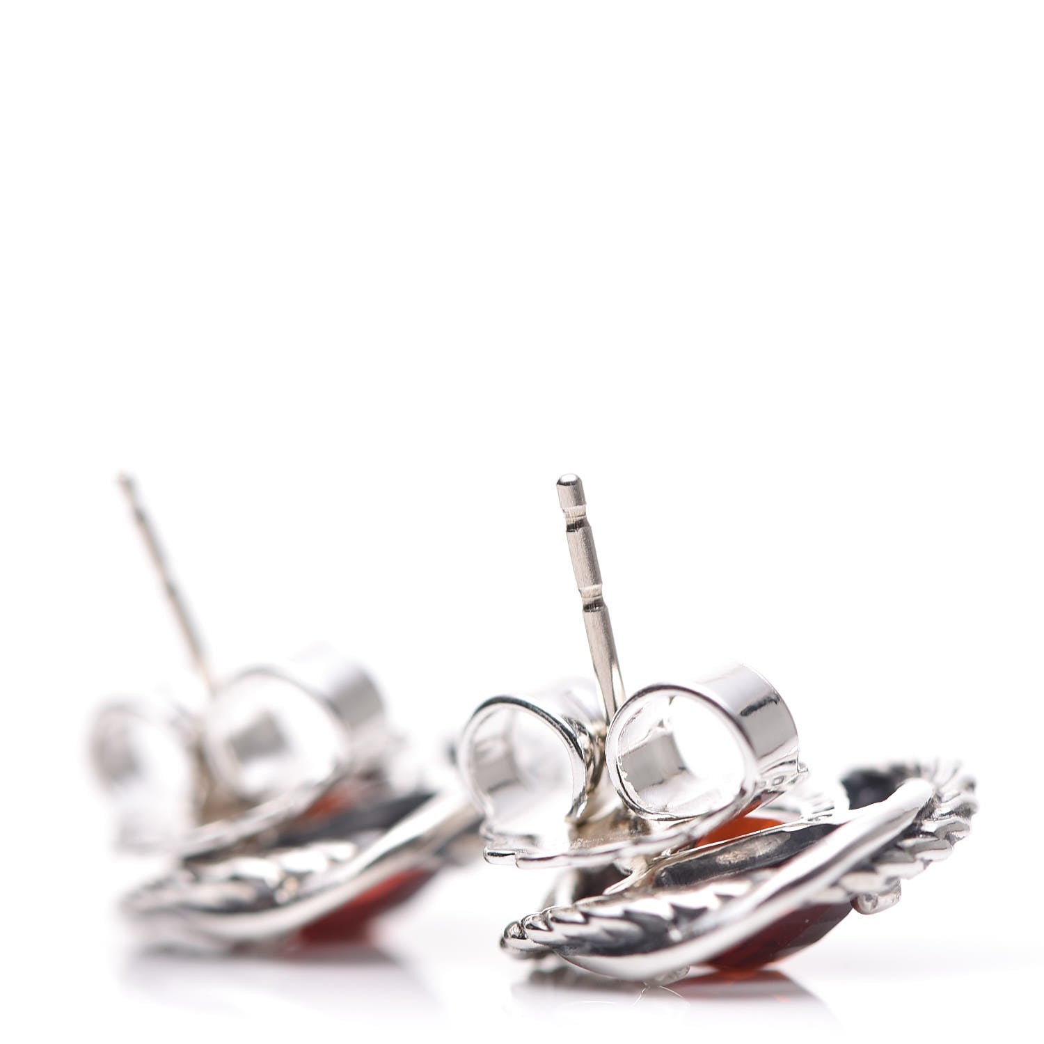 David Yurman Sterling Silver Garnet 7mm Infinity Earrings 3 of 5