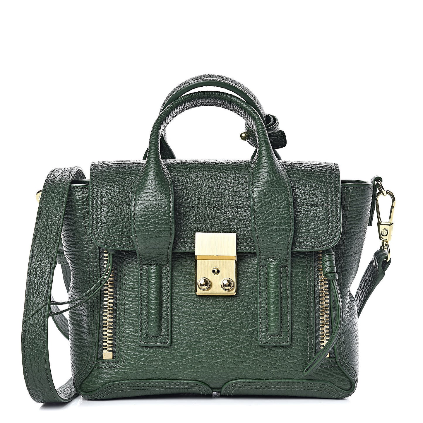 3.1 Textured Calfskin Mini Pashli Satchel Jade