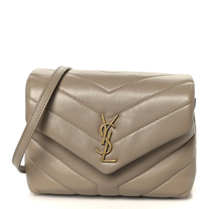 Saint Laurent Calfskin Y Quilted Monogram Toy Loulou Crossbody Bag Dark Beige 1 of 11