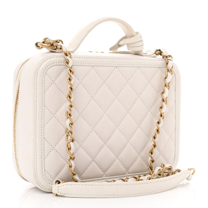 Chanel Caviar Quilted Medium CC Filigree Vanity Case White 3 of 10