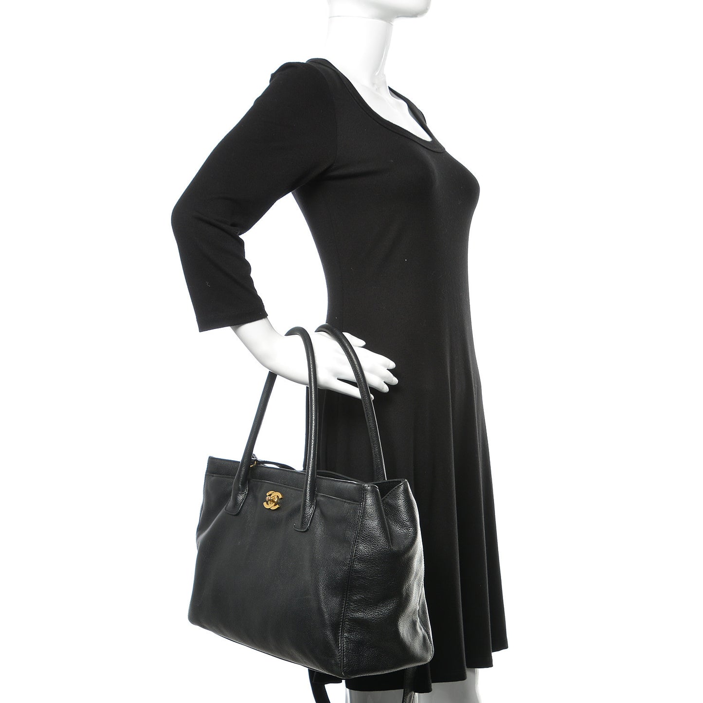 Calfskin Cerf Shopper Tote Black