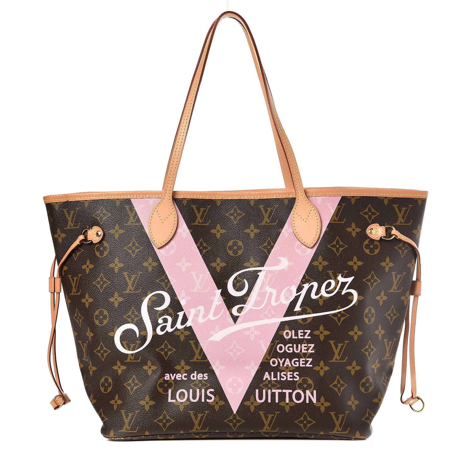 Louis Vuitton Monogram Saint Tropez V Neverfull MM Rose Ballerine 1 of 7