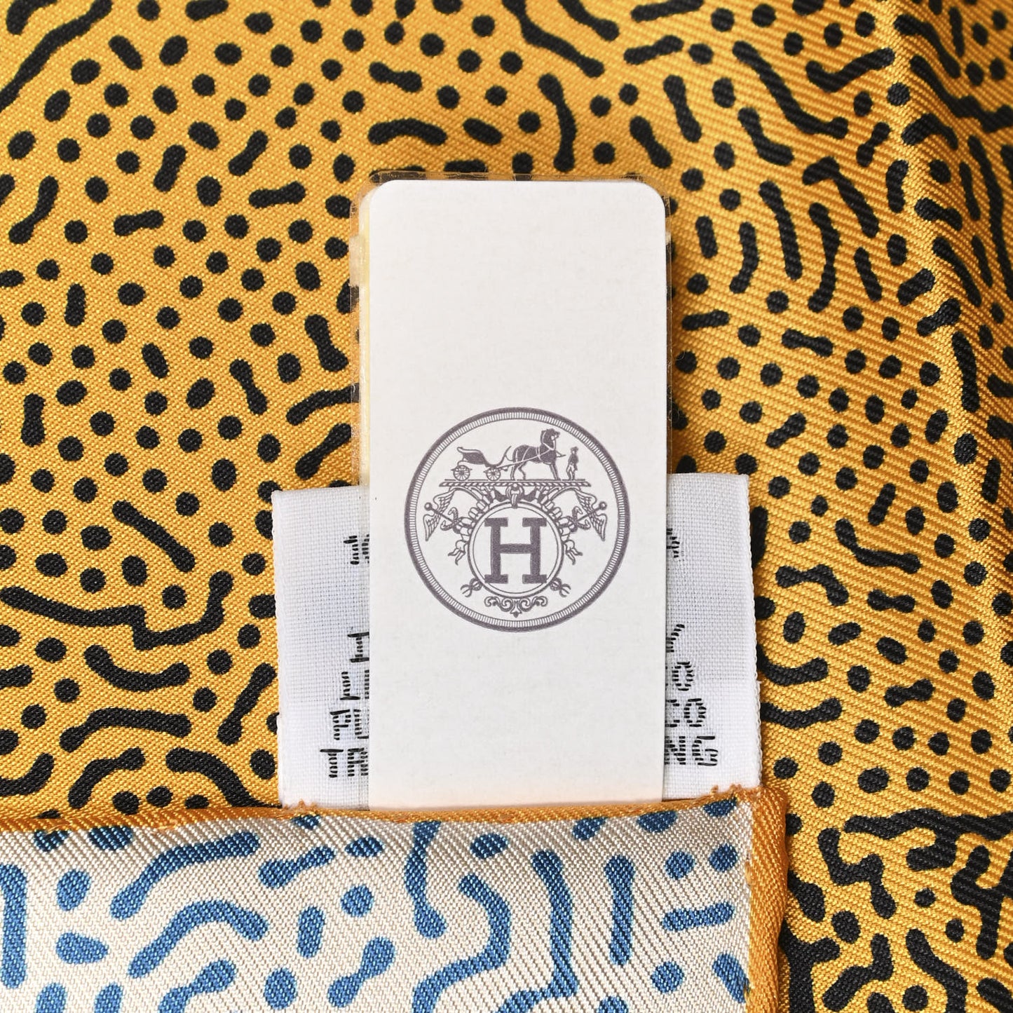 Silk Clair De Lune Double Face Scarf 90 Black Jaune D'Or Bleu