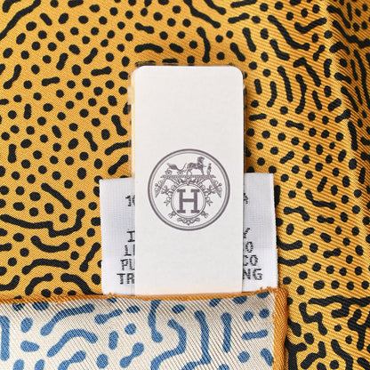 Hermes Silk Clair De Lune Double Face Scarf 90 Black Jaune D'Or Bleu 9 of 10