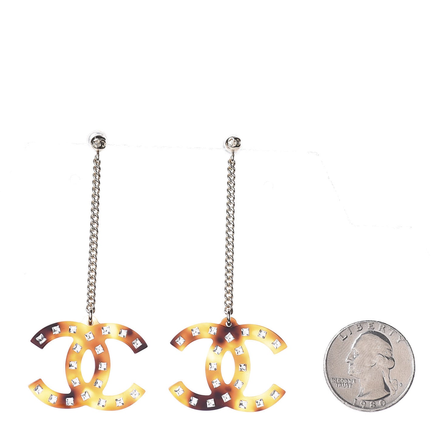 CC Crystal Drop Earrings Tortoise