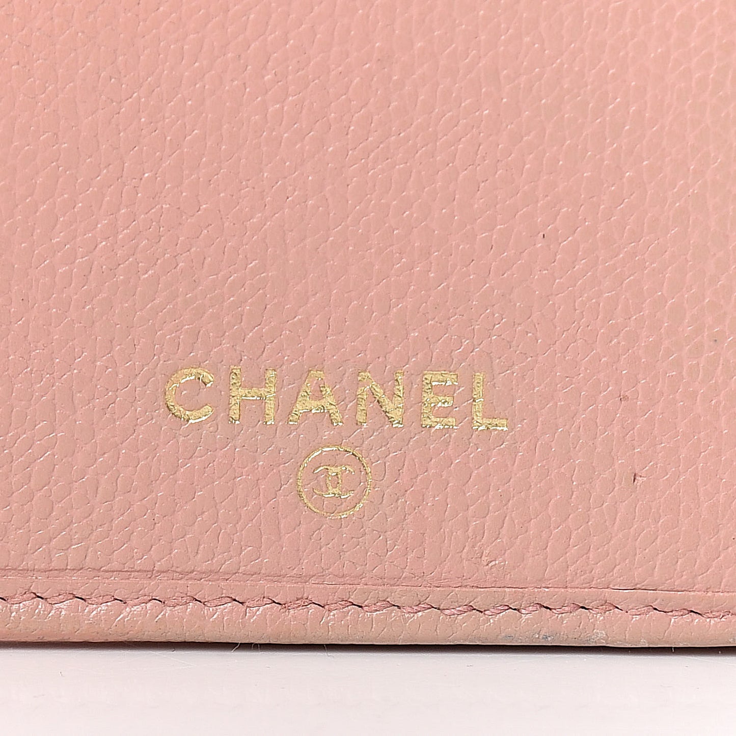 Grained Calfskin CC Button Wallet Pink