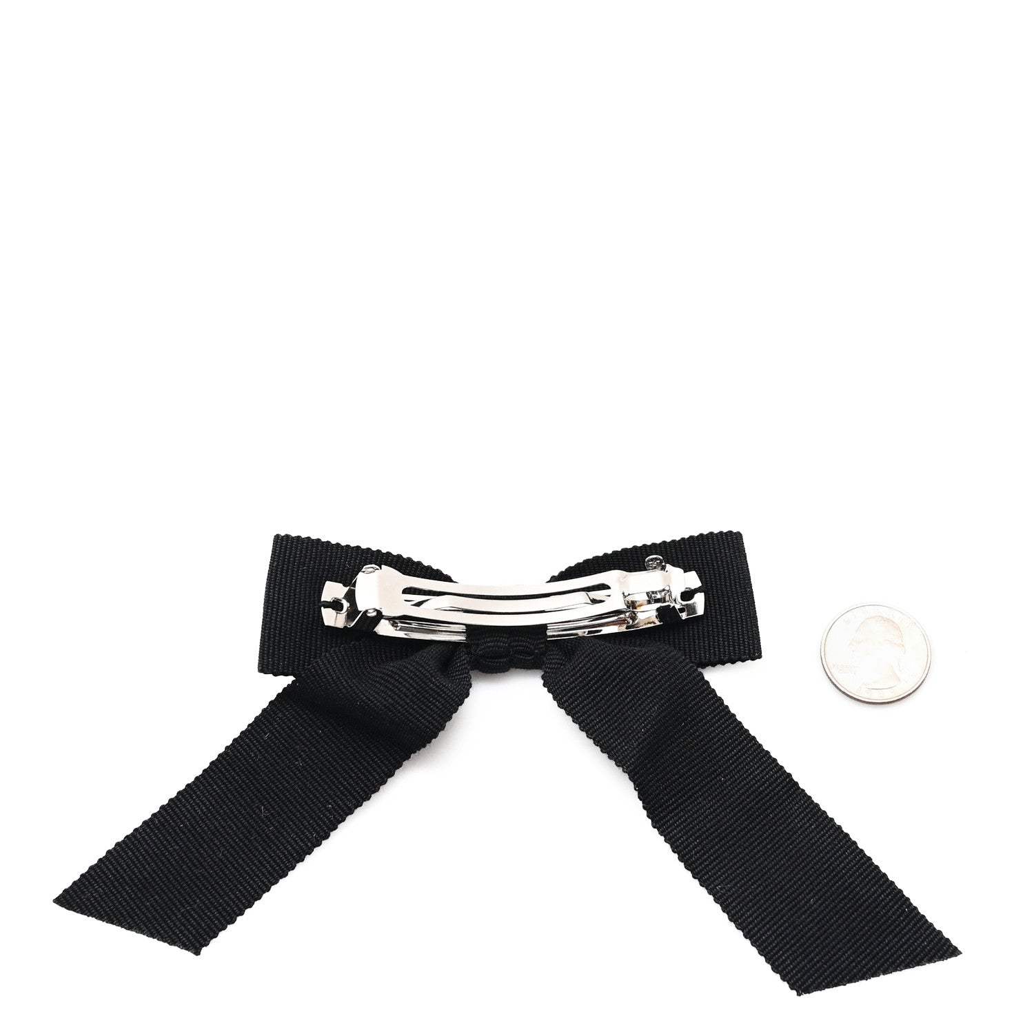 Chanel Grosgrain Bow CC Hair Clip Black 2 of 3