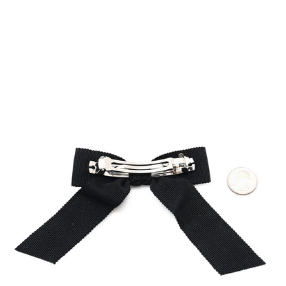 Chanel Grosgrain Bow CC Hair Clip Black 2 of 3