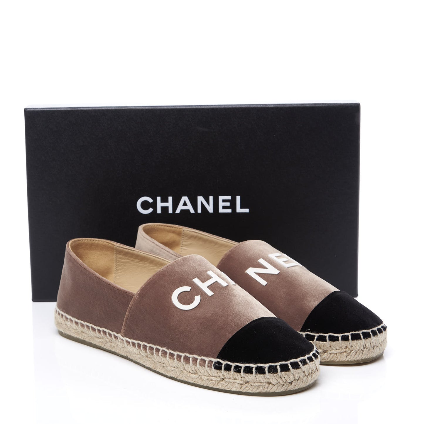 Velvet Logo Espadrilles 38 Beige Black