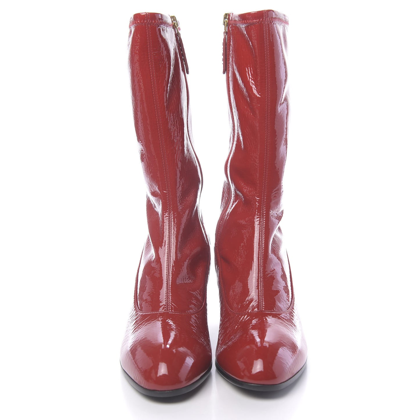 Patent Calfskin Stretch Boots 39 Hibiscus Red