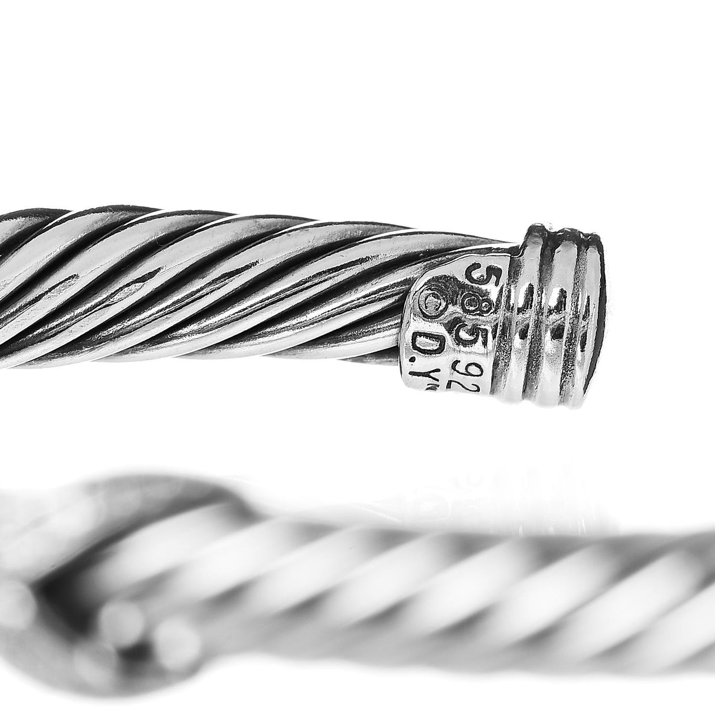 Sterling Silver 14K White Gold Pave Diamond 5mm X Cable Bracelet