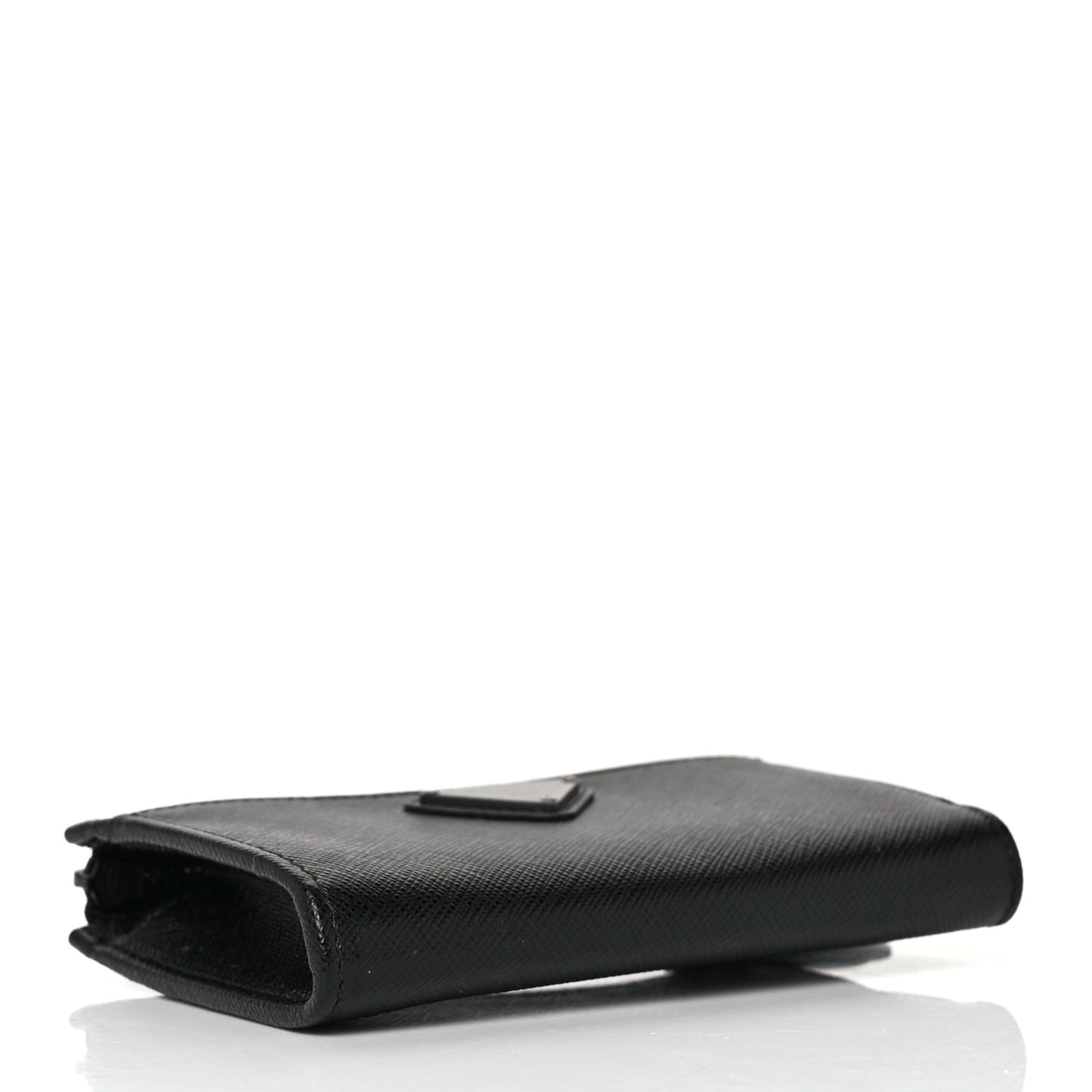 Saffiano Triangle Zip Around Keychain Black