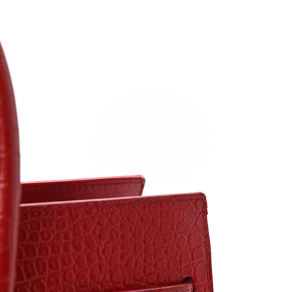 Saint Laurent Calfskin Crocodile Embossed Small Sac De Jour Eros Red 14 of 14
