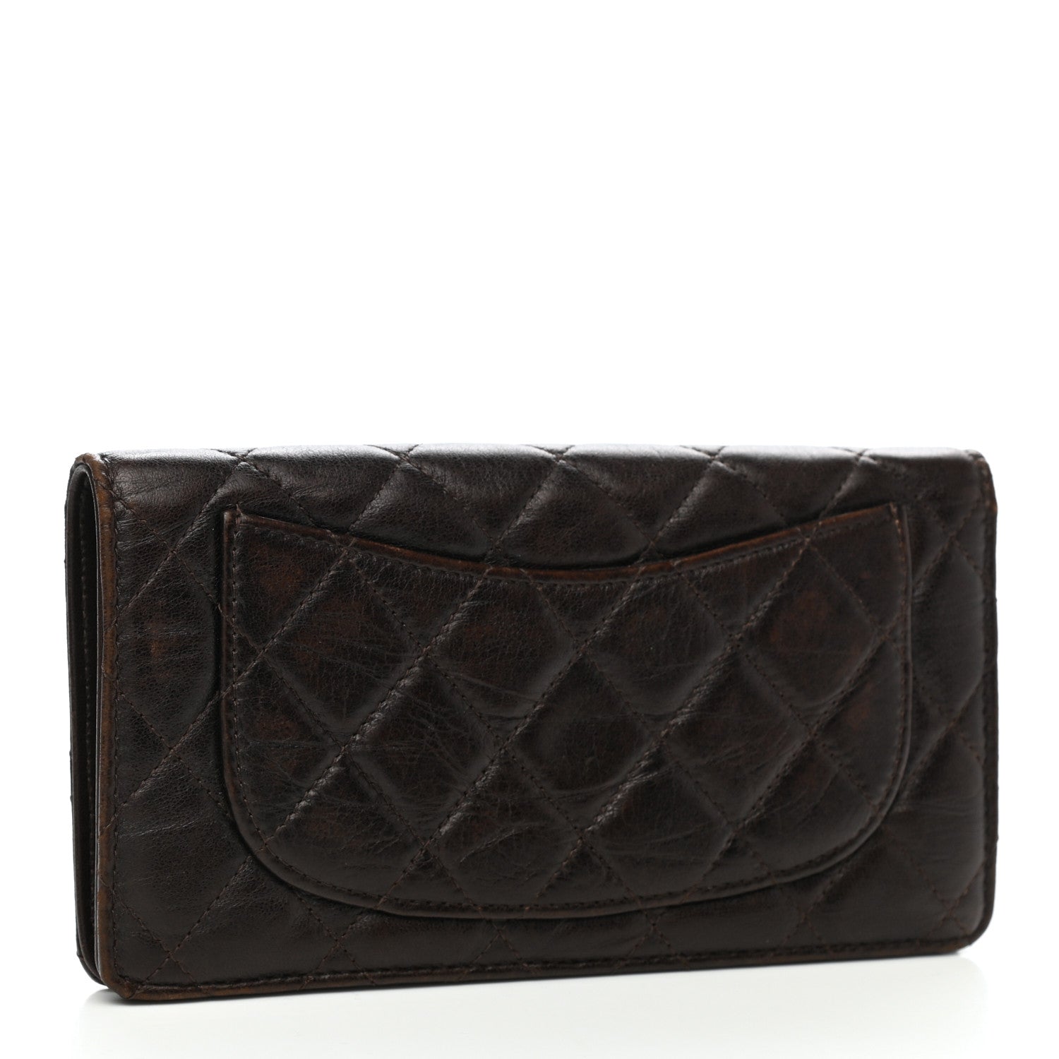 Chanel Lambskin Quilted Yen Wallet Dark Brown 3 of 8