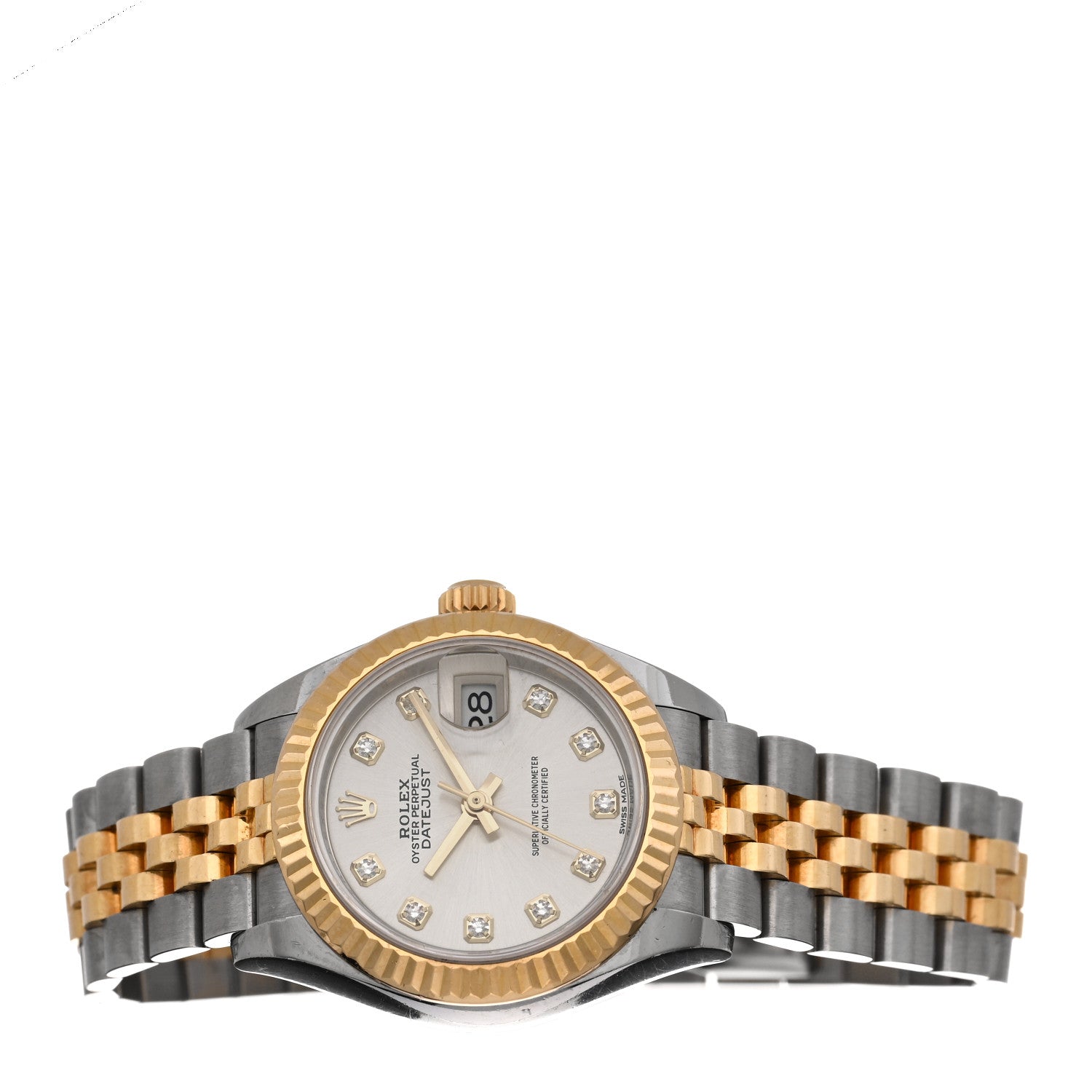 Rolex Stainless Steel 18K Yellow Gold Diamond 28mm Oyster Perpetual Datejust Watch Silver 279173 2 of 5
