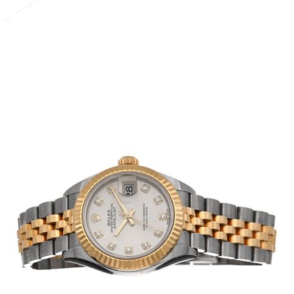 Rolex Stainless Steel 18K Yellow Gold Diamond 28mm Oyster Perpetual Datejust Watch Silver 279173 2 of 5