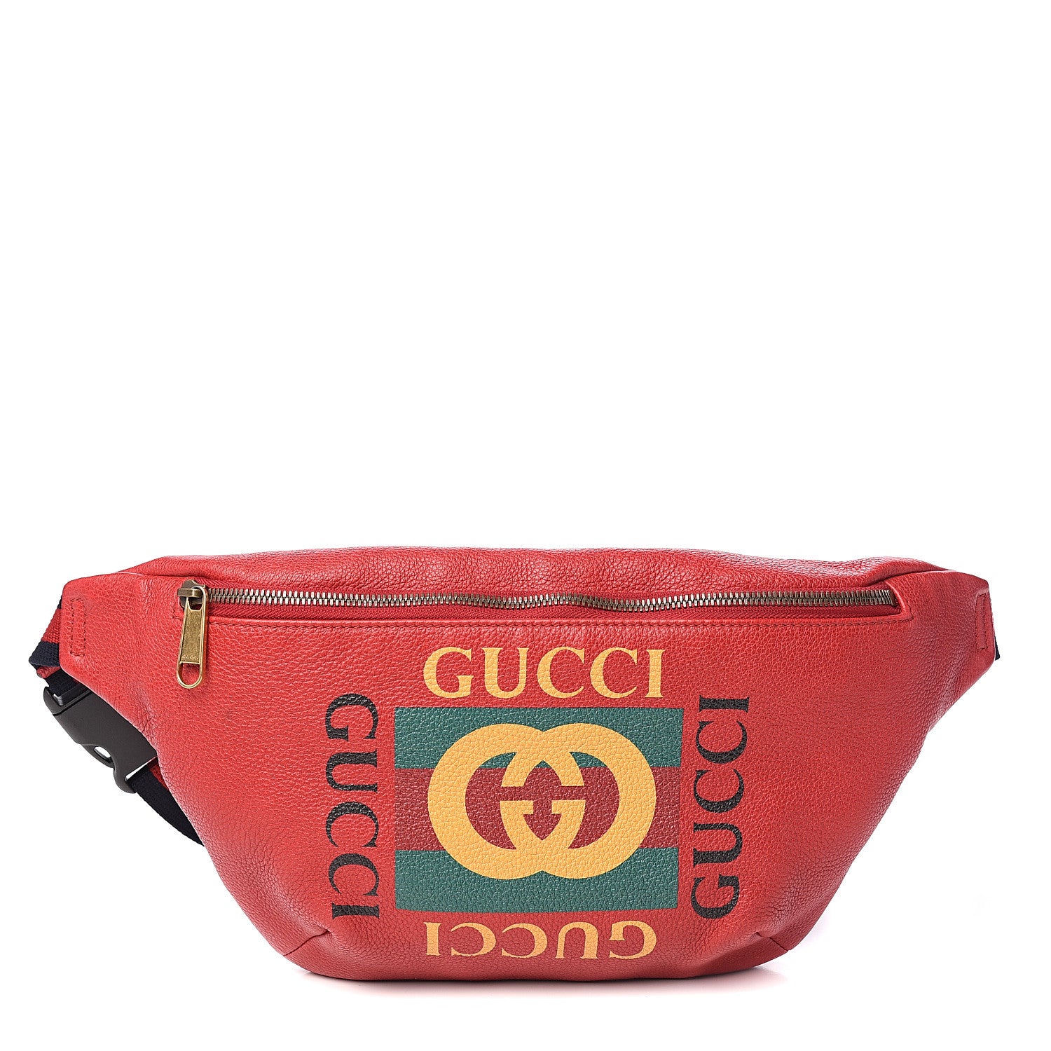 Gucci Grained Calfskin Logo Belt Bag Hibiscus Red 1 of 9