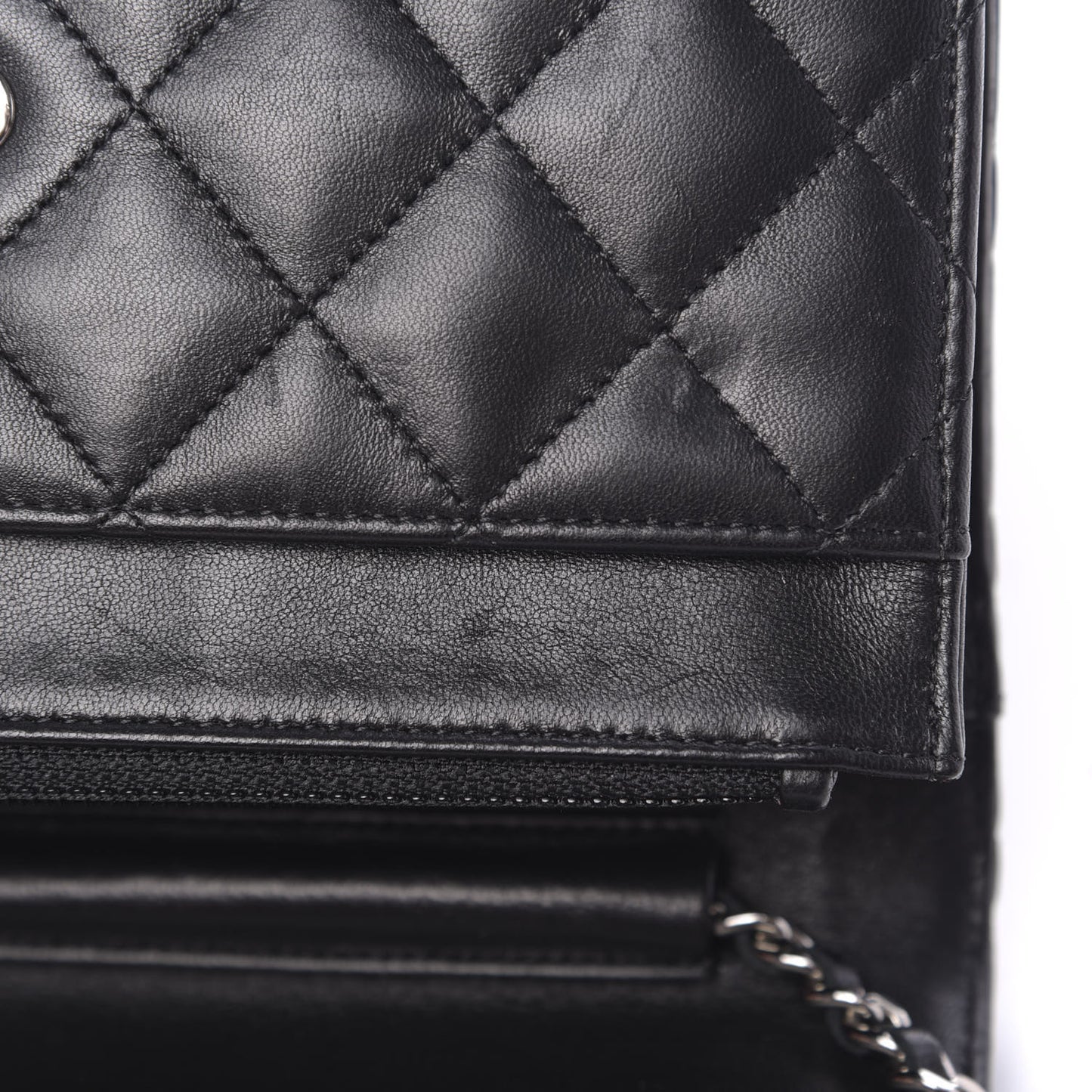 Lambskin Quilted Wallet On Chain WOC Black