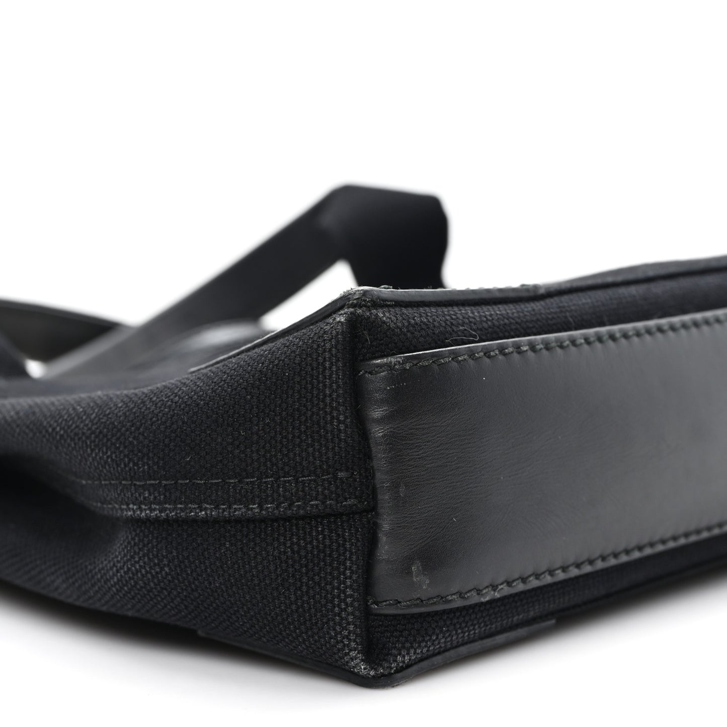 Cotton Canvas Calfskin Navy Cabas XS Black