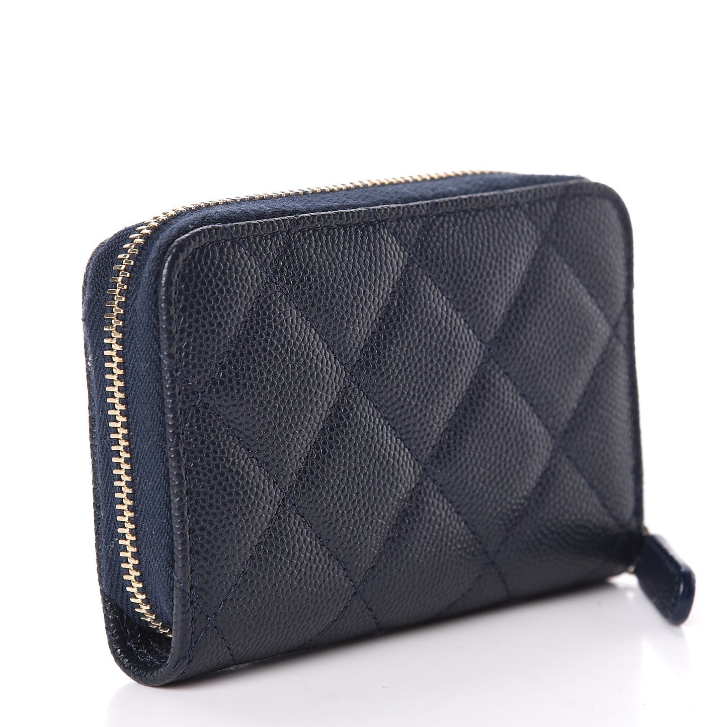 Caviar Quilted Zip Coin Purse Dark Blue
