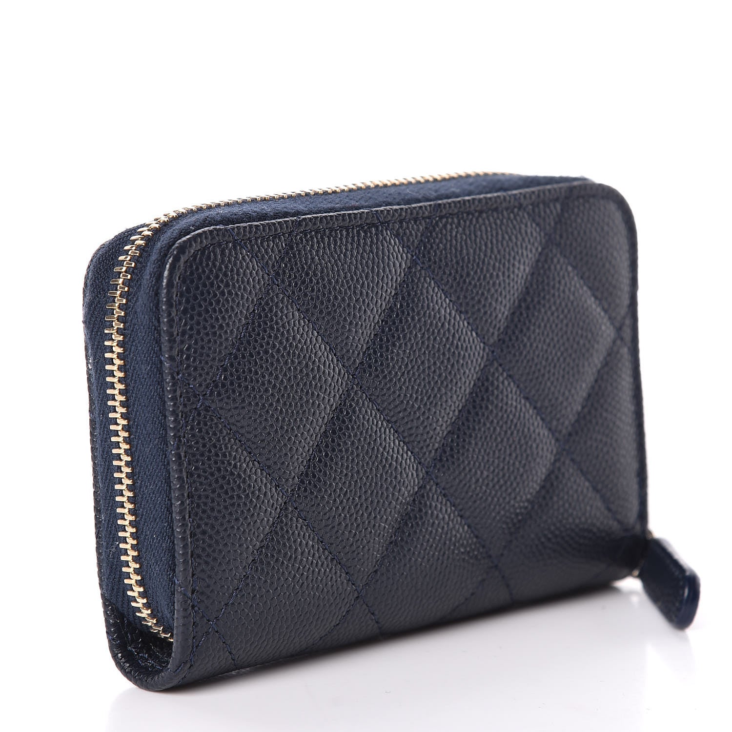 Chanel Caviar Quilted Zip Coin Purse Dark Blue 3 of 9