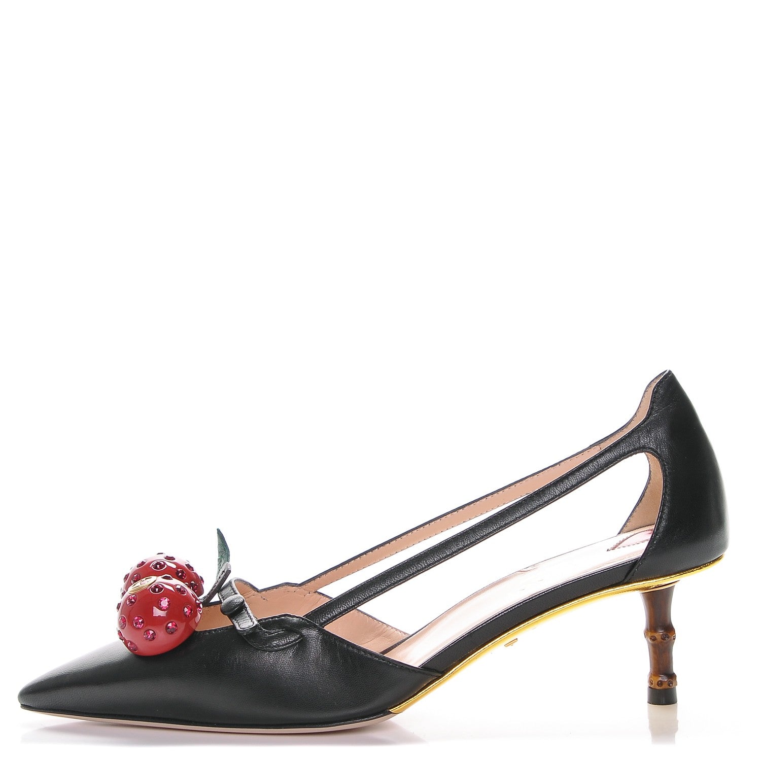 Gucci Nappa Cherry Pumps 36 Black 1 of 7