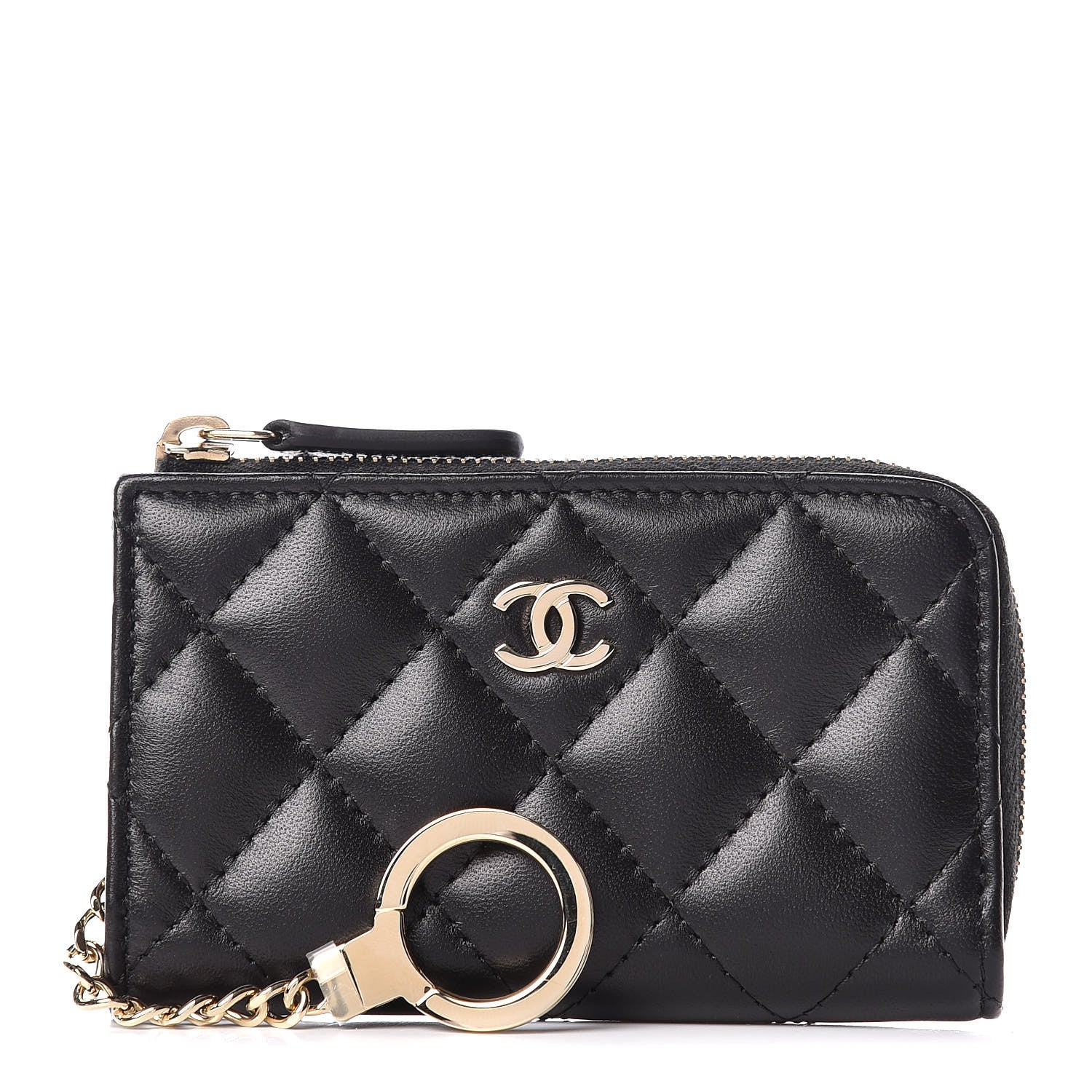 Chanel Lambskin Quilted Key Holder Case Black 1 of 8