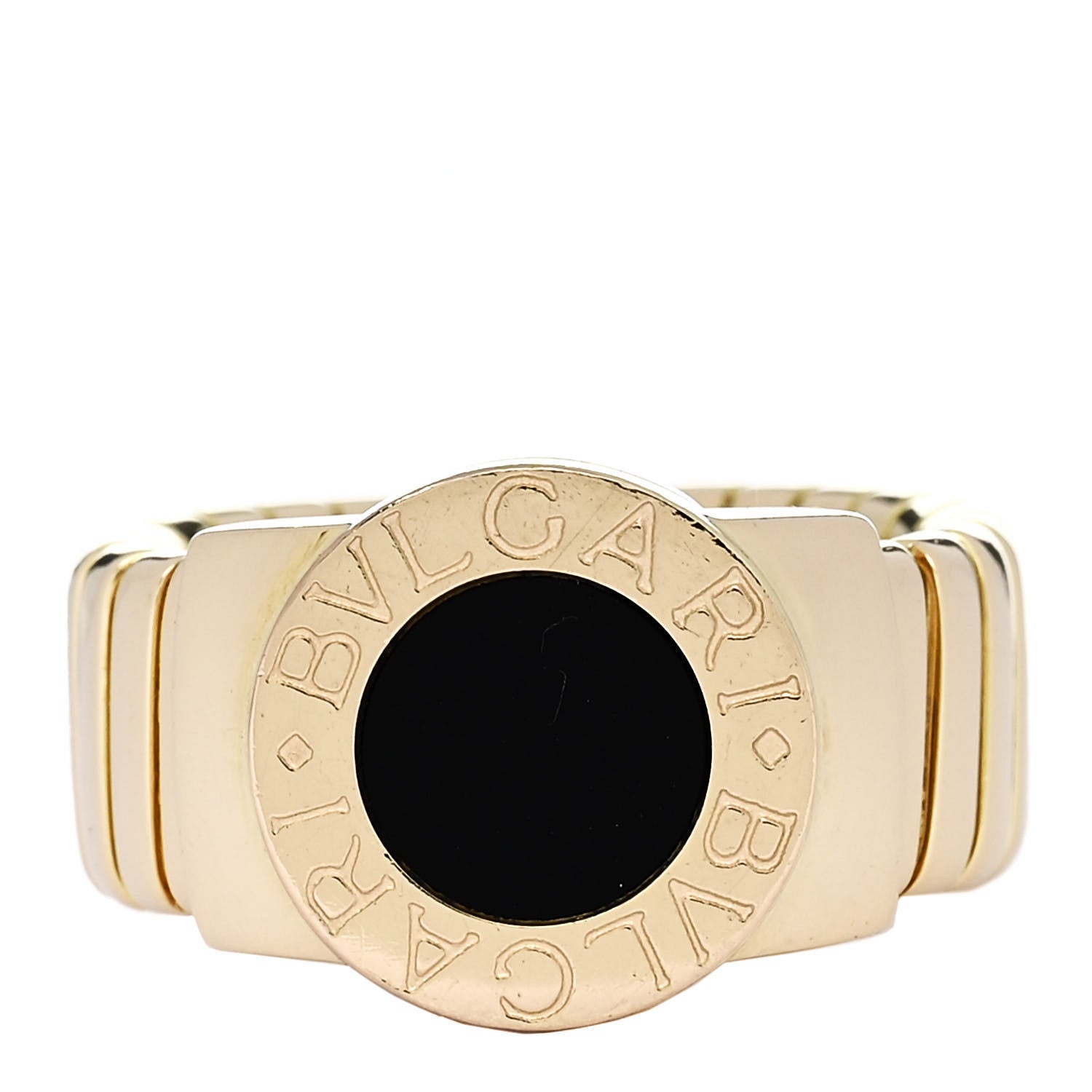 Bulgari 18K Yellow Gold Black Onyx Tubogas Ring 52 6 1 of 4